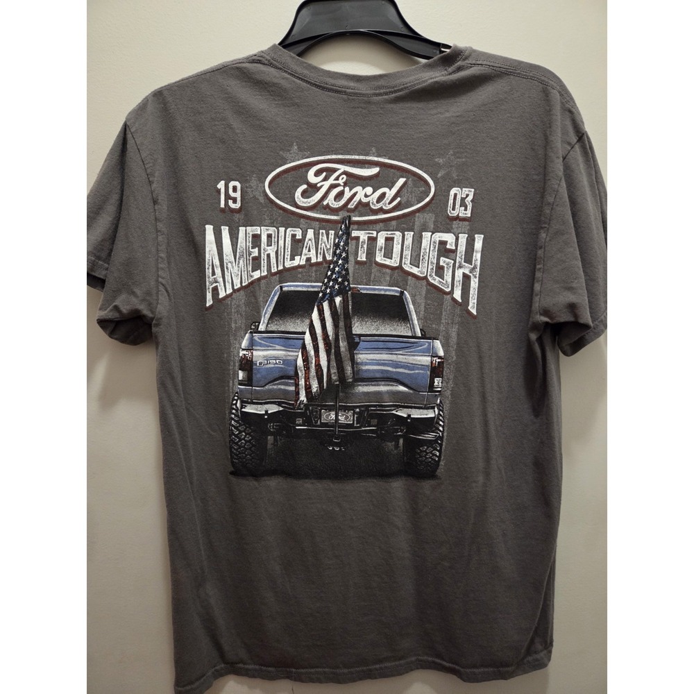 Ford American Tough F150 Graphic T Shirt Gray L Truck Patriotic USA